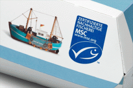 Das MSC-Siegel ist nun auf der Verpackung des Filet-o-Fish abgebildet. Foto: McDonald's