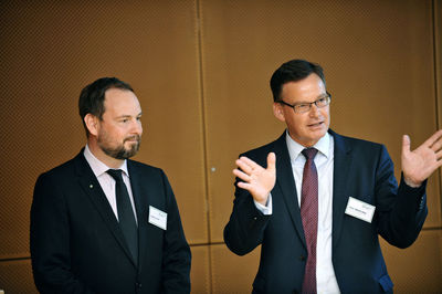 Marco Voigt, Initiator der GreenTec Awards (links) und Axel Gedaschko, Präsident GdW.