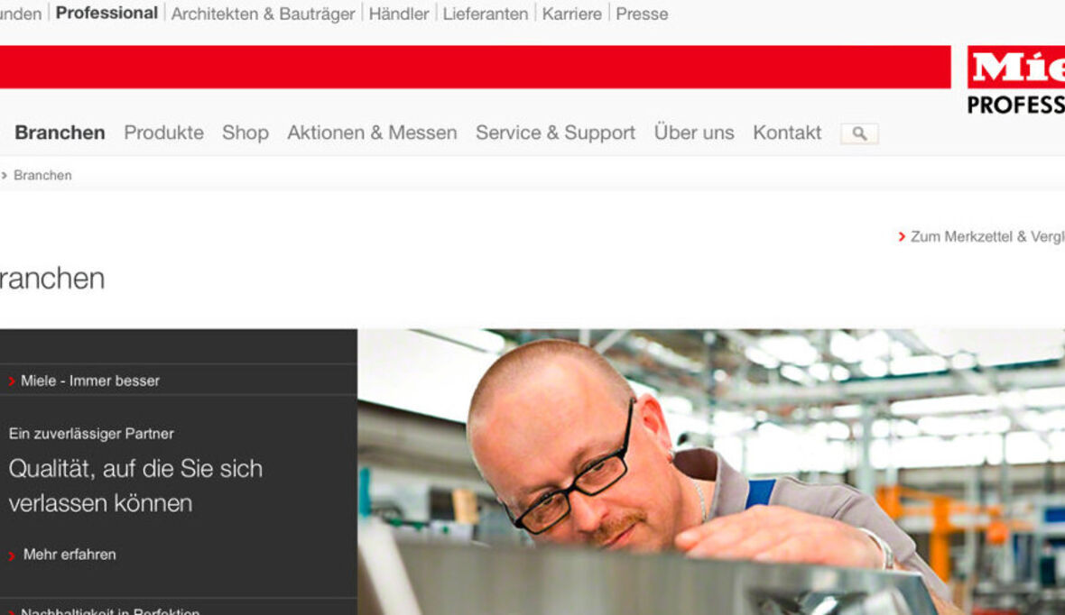 Neuer Internetauftritt: Miele Professional bietet Kunden noch mehr Service