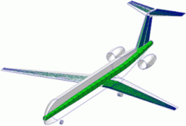 Grünes Flugzeug: Künftig mit großen Triebwerken und schlankeren Flügeln. Grafik: DLR