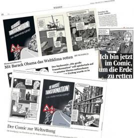 Comic-Helden in der Presse, Collage: WBGU